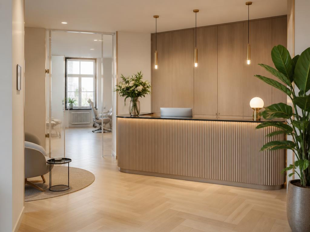 An elegant modern dental clinic reception.